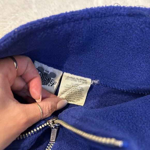 Disney Tiger Embroidered Unisex Fleece Jacket Blue XL Quarter Zip Long Sleeve - Picture 6 of 7